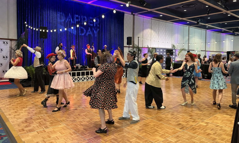 Swing dancing at Dapper Day Disneyland Hotel