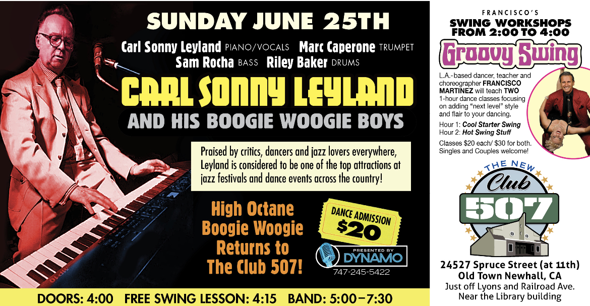 Carl Sonny Leyland & his Boogie Woogie Boys return to CLUB 507 in Newhall