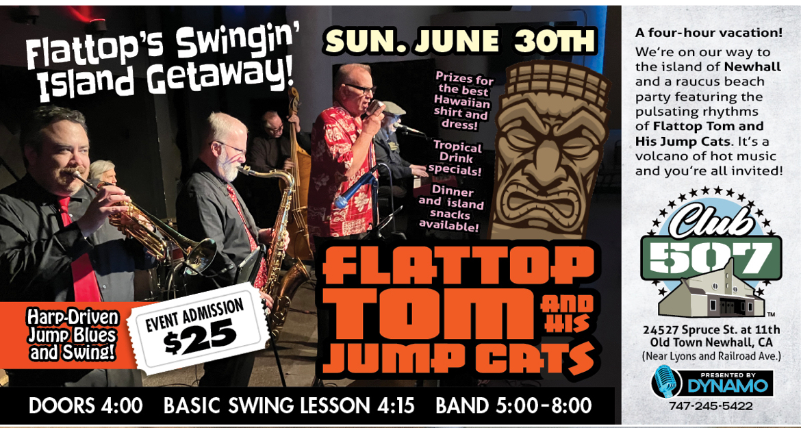 Flattop Tom & his Jump Cats host a Swingin’ Island Getaway!