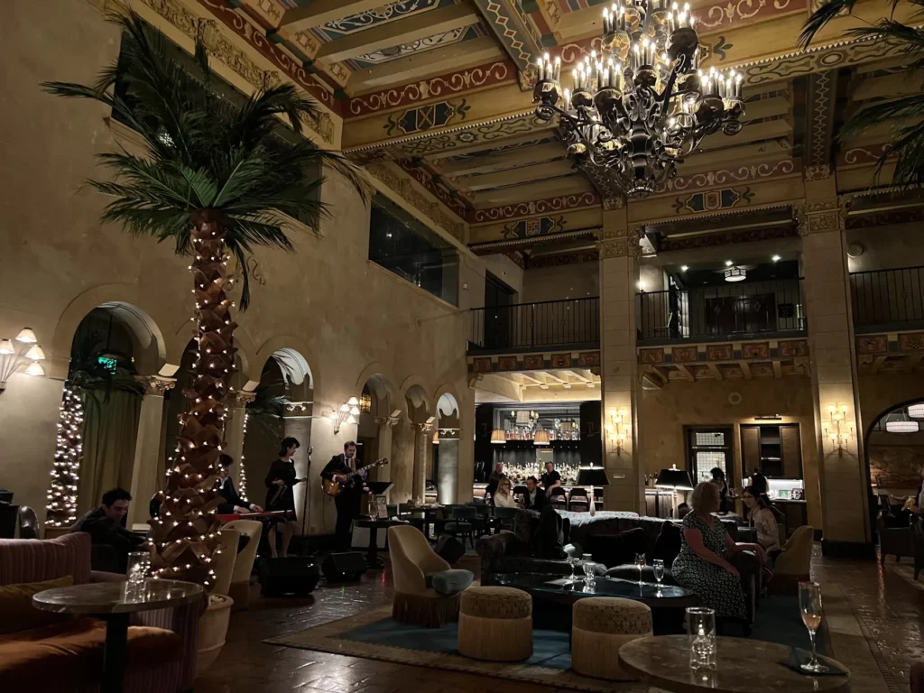 Lobby lounge at the Hollywood Roosevelt Hotel