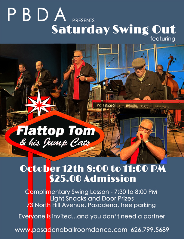 FLATTOP TOM & HIS JUMP CATS- SATURDAY NIGHT, OCT. 12th, at PBDA!