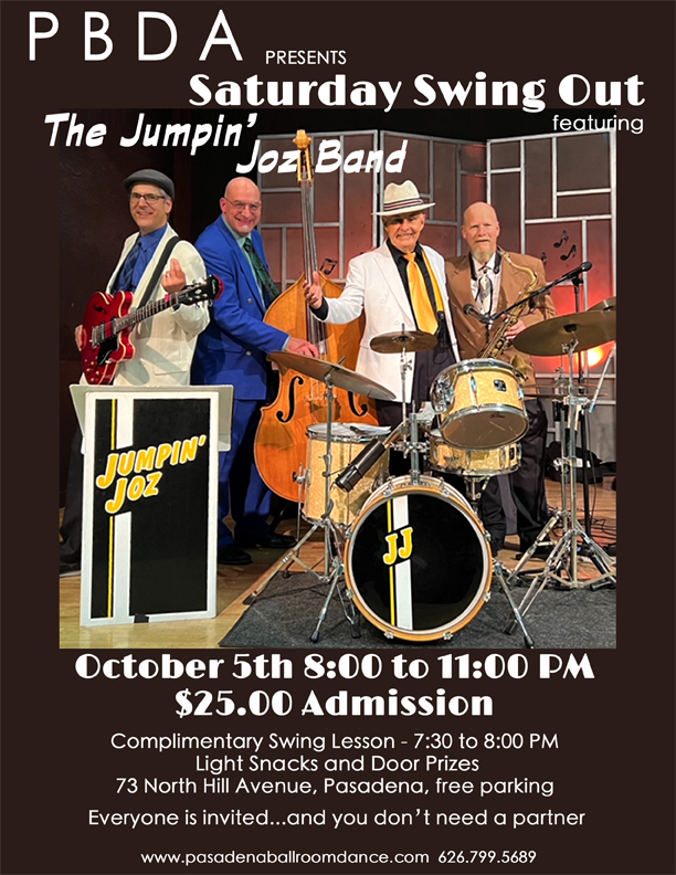 THE JUMPIN’ JOZ BAND – SATURDAY NIGHT, OCTOBER 5th at PBDA!