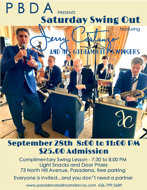 JERRY COSTANZO & HIS GOTHAM CITY SWINGERS- September 28th- at PBDA!