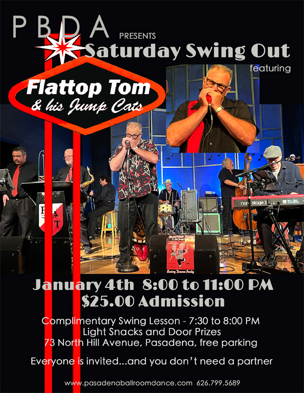 FLATTOP TOM & HIS JUMP CATS – SATURDAY NIGHT, JANUARY 4th, at PBDA!