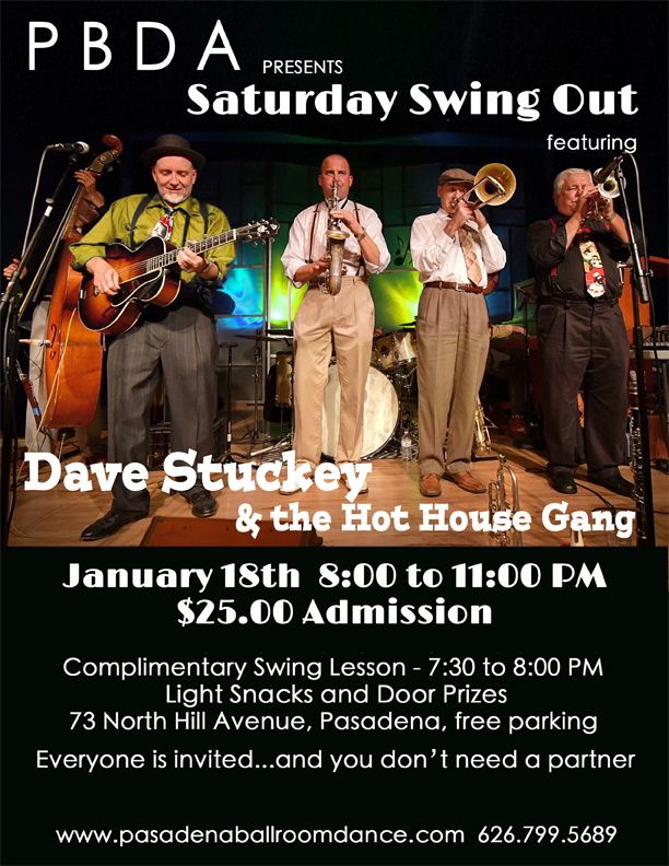 DAVE STUCKEY & THE HOT HOUSE GANG- JANUARY 18th- at PBDA!