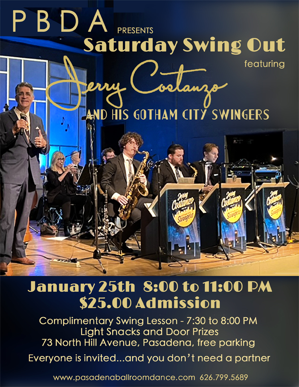 JERRY COSTANZO & HIS GOTHAM CITY SWINGERS- JANUARY 25th- at PBDA!