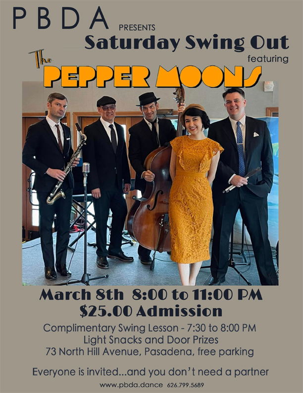 THE PEPPER MOONS in their PBDA debut on SATURDAY NIGHT, MARCH 8th!